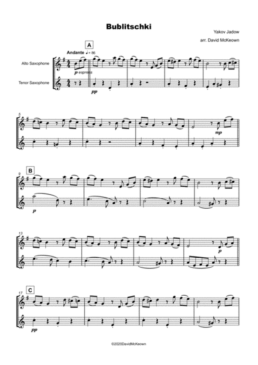 Bublitschki, Russian Klezmer song for Alto and Tenor Saxophone Duet