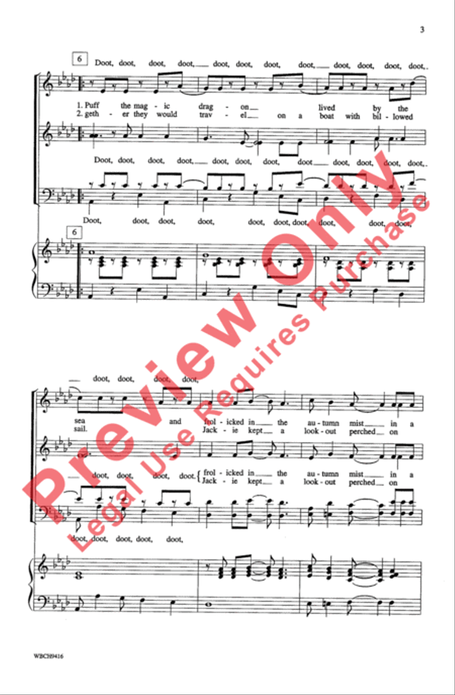 Puff (The Magic Dragon) 4-Part scores gallery preview page 3