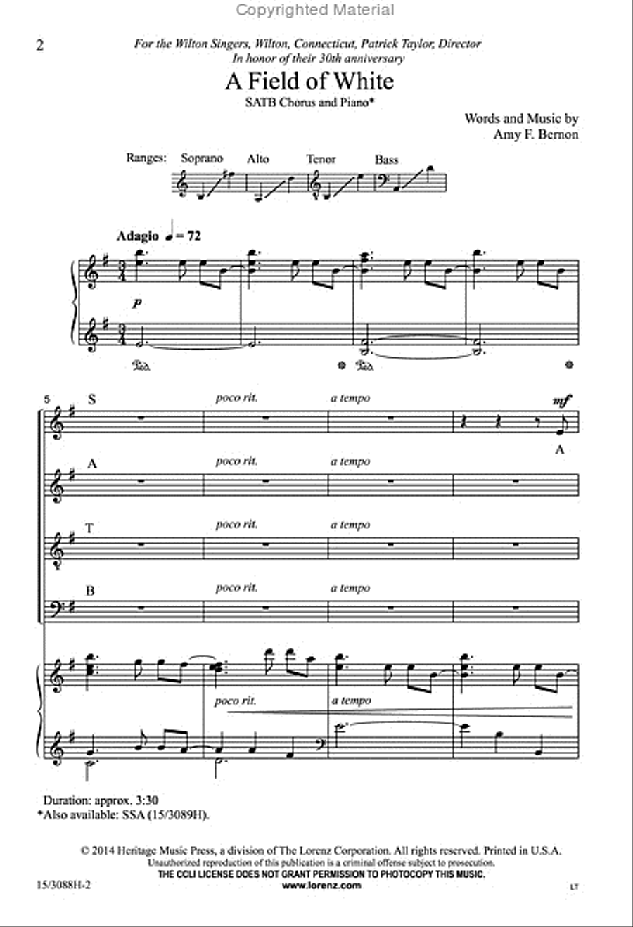 A Field of White 4-Part scores gallery preview page 2