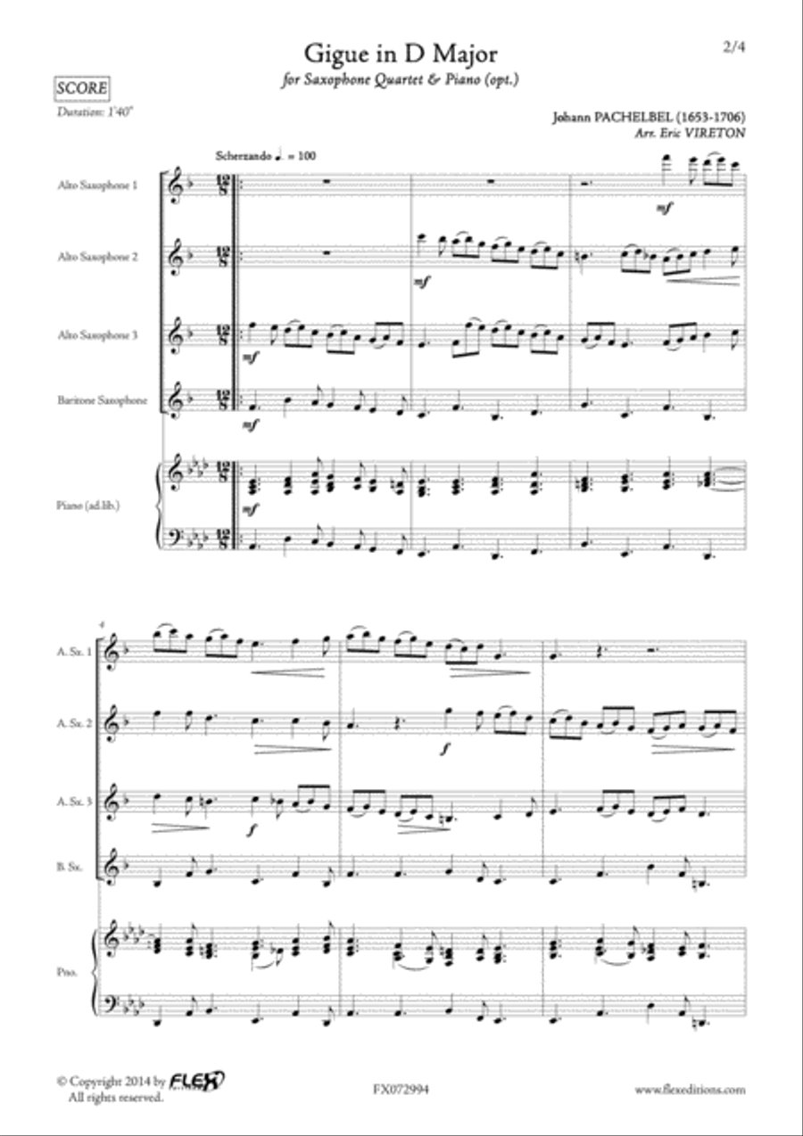 Gigue in D Major Baritone Saxophone scores gallery preview page 2