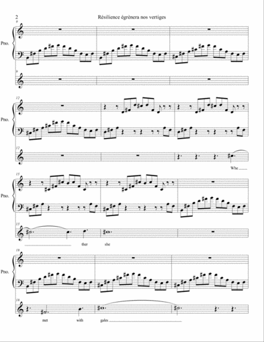 Résilience égrènera nos vertiges (soprano solo and piano part extracted from version piano, solo High Voice scores gallery preview page 2