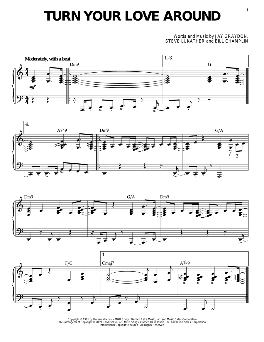 Turn Your Love Around (arr. Larry Moore) Piano Solo scores gallery preview page 1