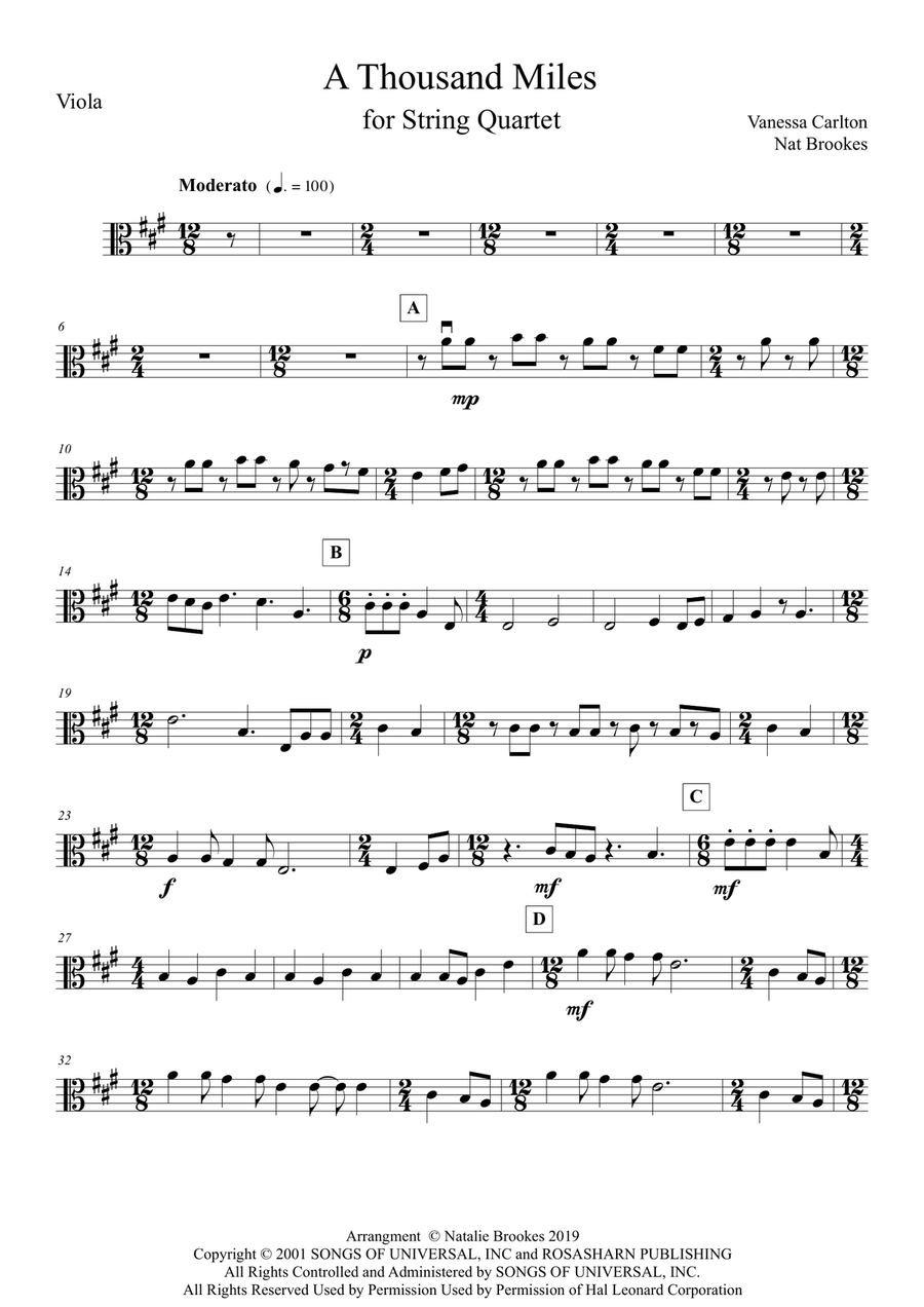 A Thousand Miles String Quartet scores gallery preview page 6