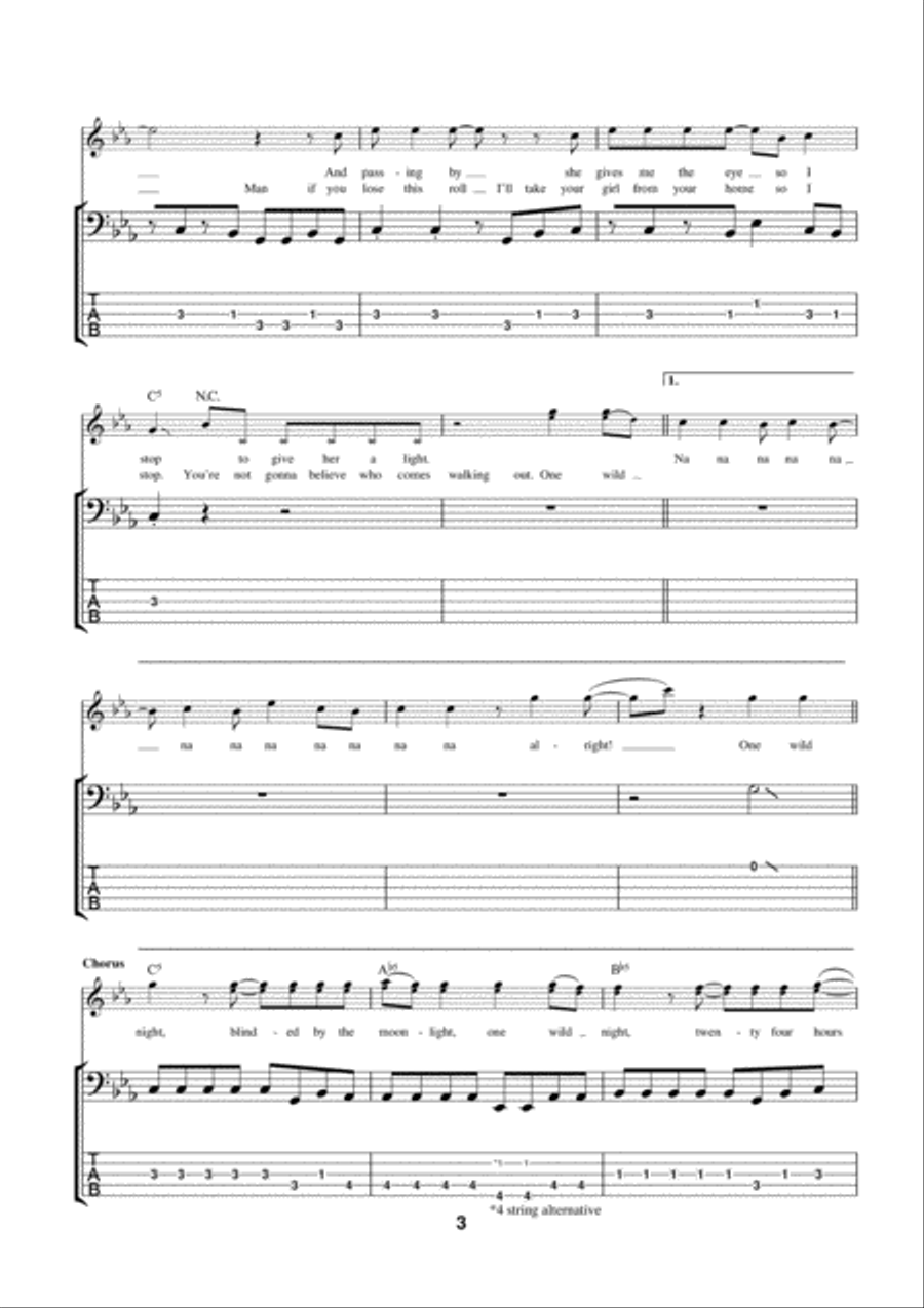 One Wild Night Guitar Tablature scores gallery preview page 3