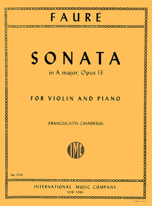 Book cover for Sonata In A Major, Opus 13