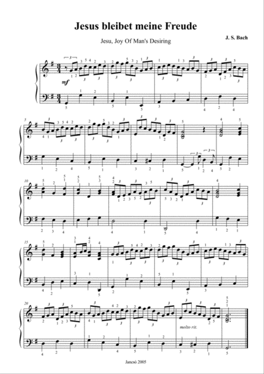 Jesu, Joy of Man's Desiring Piano Solo scores gallery preview page 1