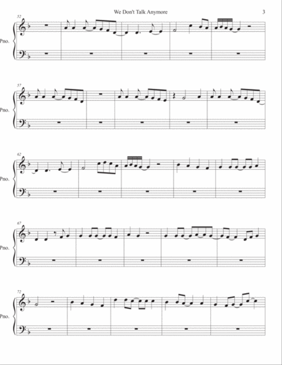 We Don't Talk Anymore Easy Piano scores gallery preview page 3