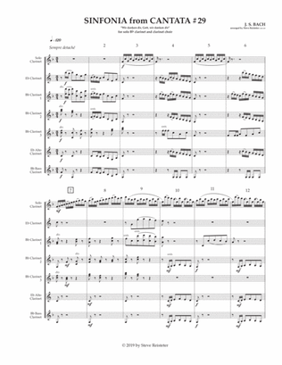 Bach, J.S. (arr. Reisteter): Sinfonia to Cantata #29 for Solo Clarinet and Clarinet Choir