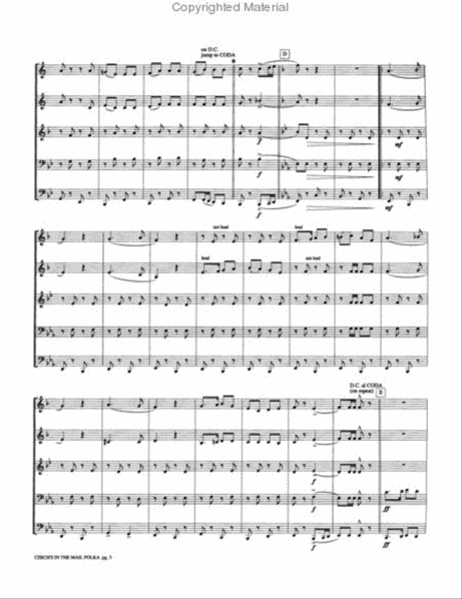 Czech's in the Mail Polka Brass Quintet scores gallery preview page 3