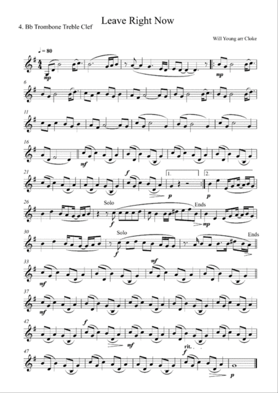 Leave Right Now Leave Right Now Brass Ensemble scores gallery preview page 5