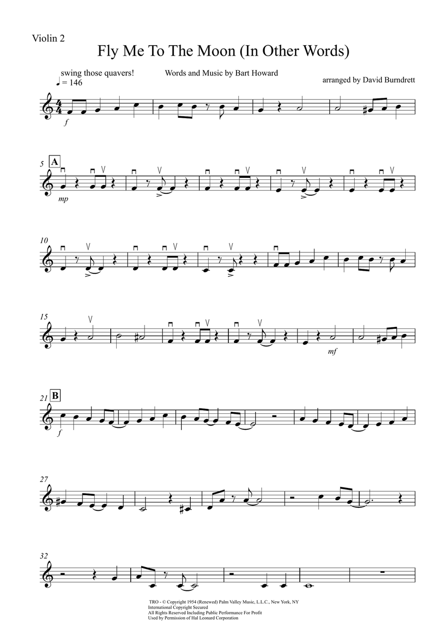 Fly Me To The Moon (In Other Words) String Quartet scores gallery preview page 5