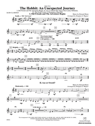 The Hobbit: An Unexpected Journey, Suite from: 3rd B-flat Clarinet