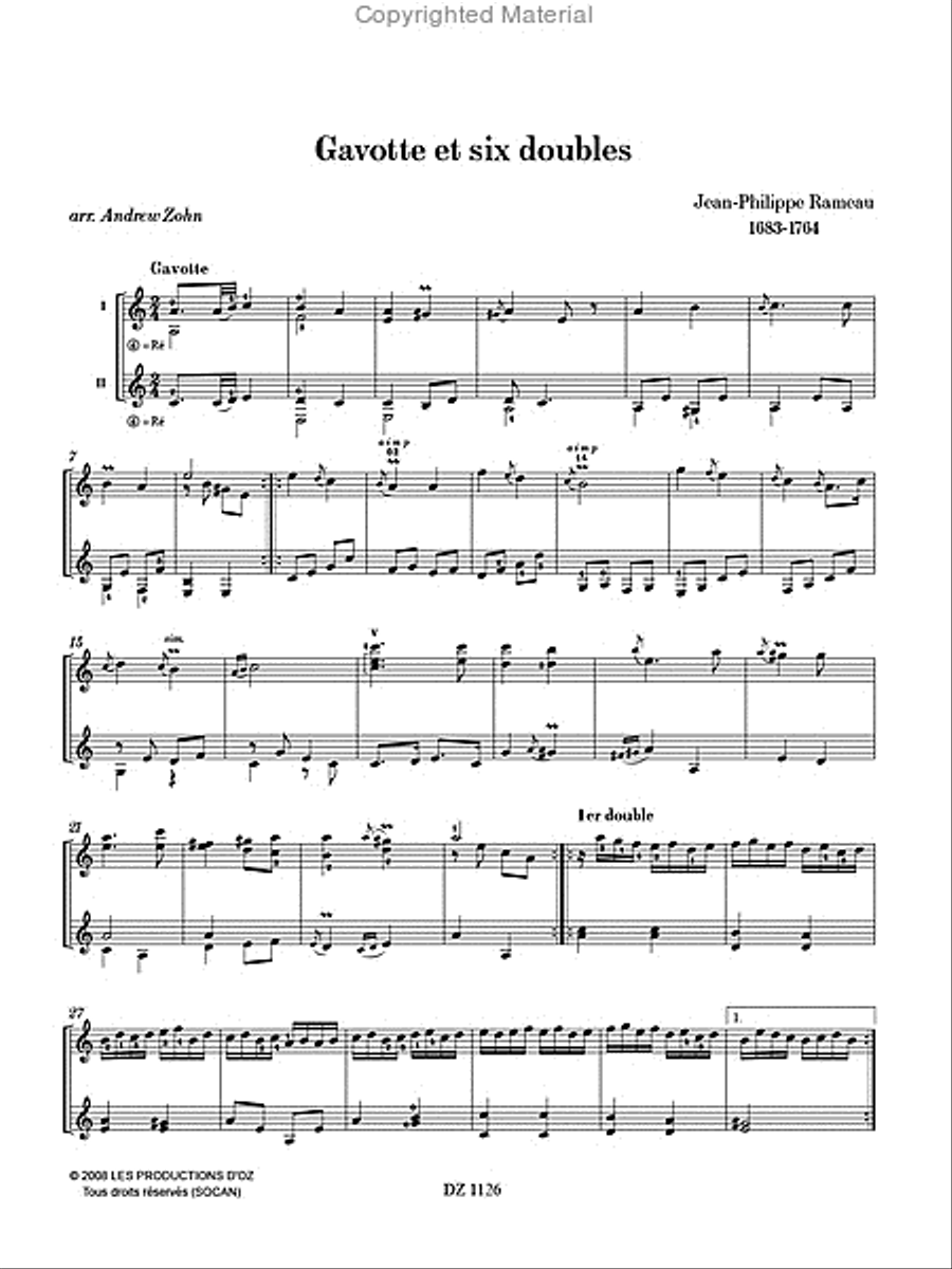 Gavotte et six doubles Classical Guitar scores gallery preview page 2