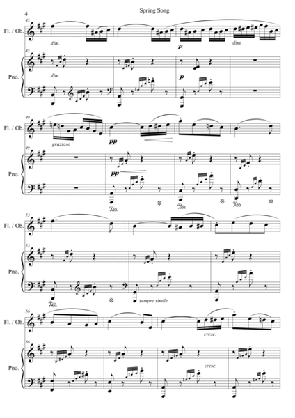 Felix Mendelssohn - Spring Song (for Flute or Oboe & Piano) image number null