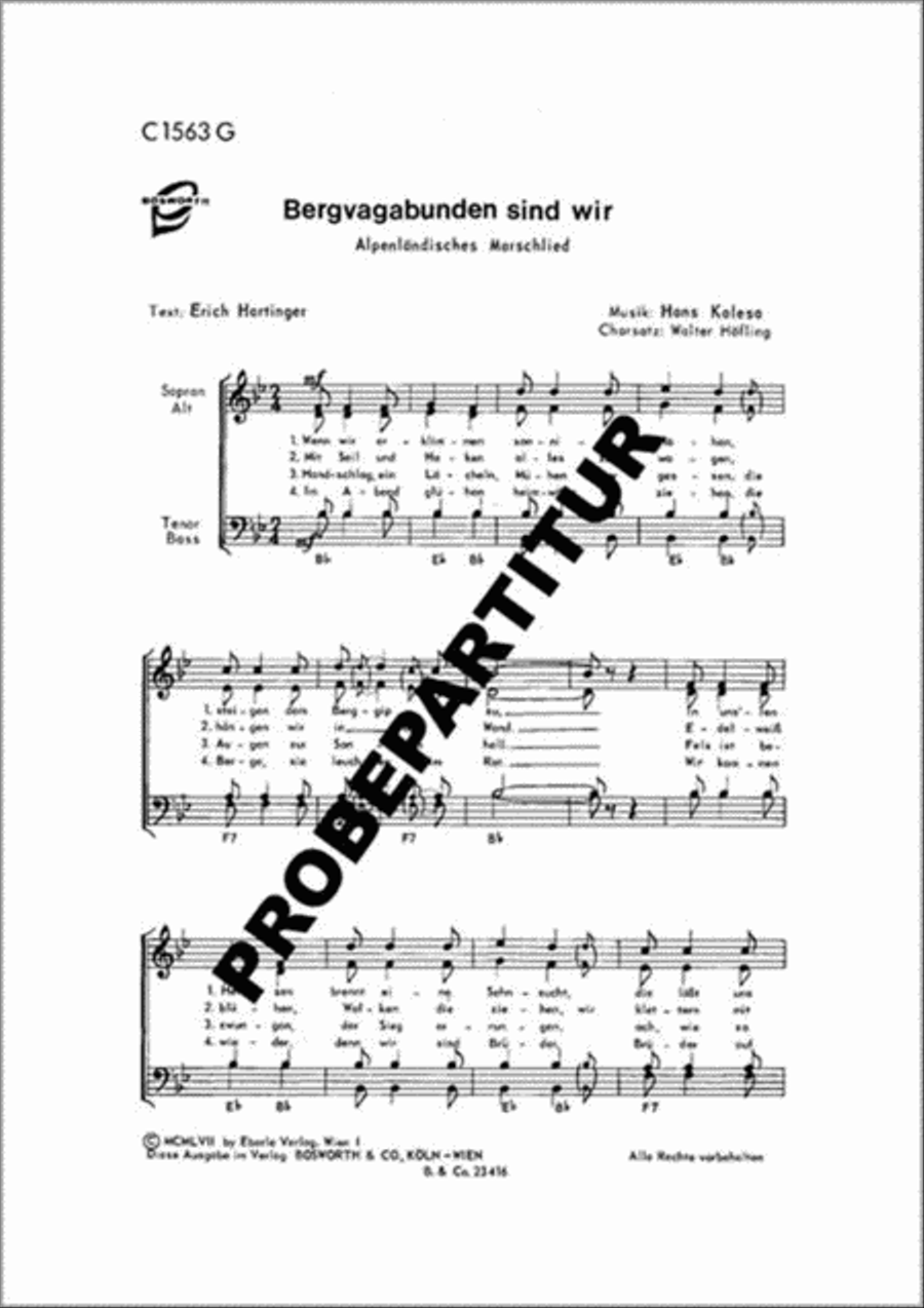 Bergvagabunden sind wir Mixed Choir scores gallery preview page 1