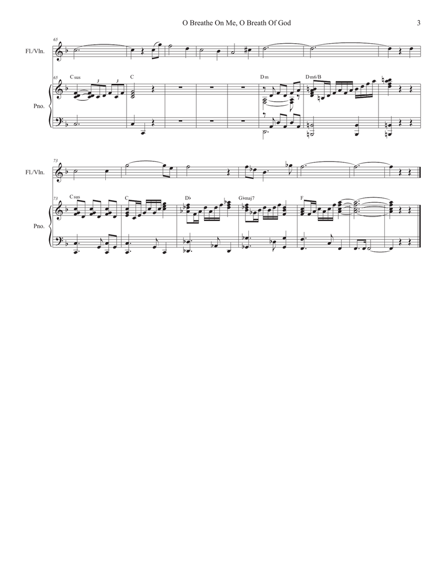 O Breathe On Me, O Breath Of God (Flute or Violin solo and Piano) Flute scores gallery preview page 3