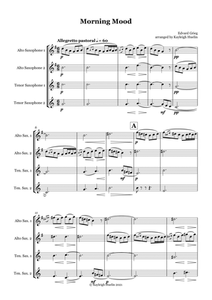 Book cover for Morning Mood by Edvard Grieg - Saxophone quartet (AATT)