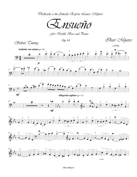 Ensueño Op 14 for Double Bass and Piano image number null