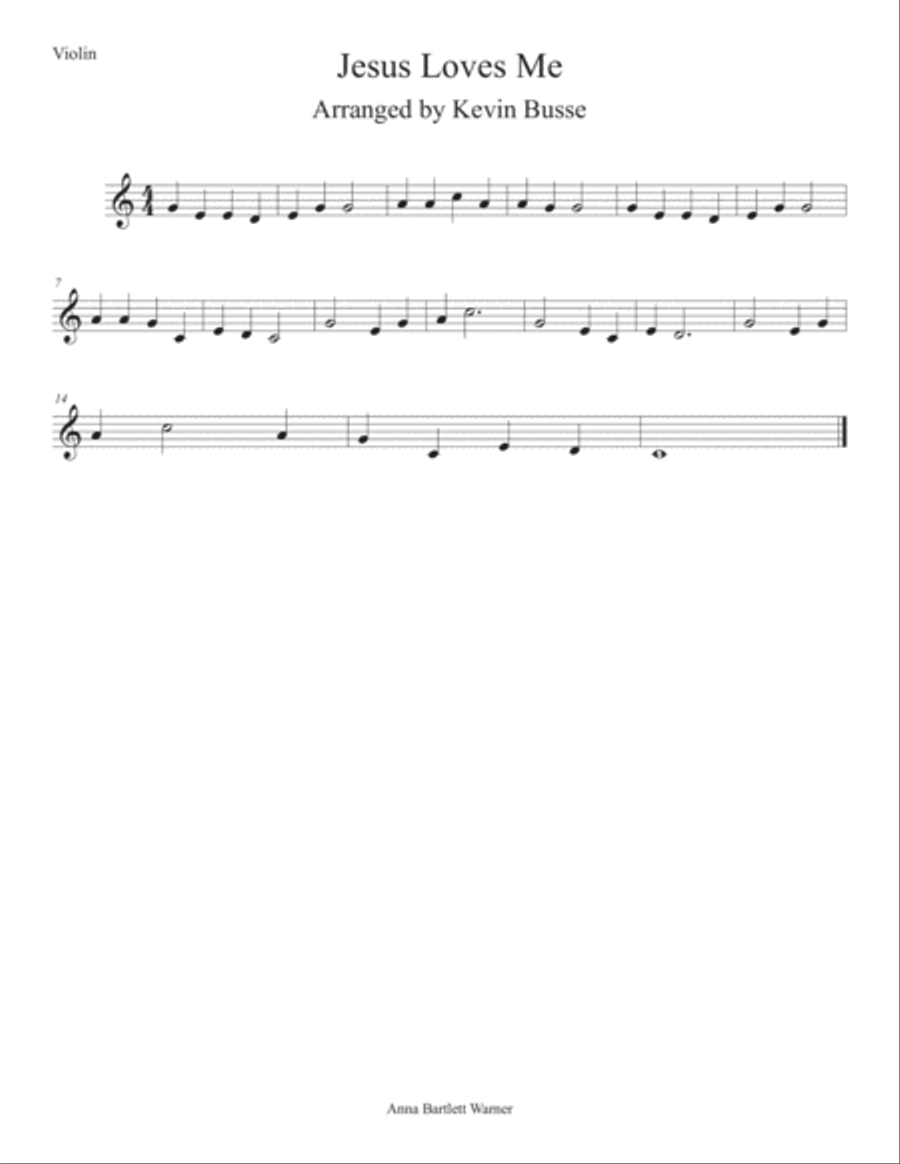 Jesus Loves Me (Easy key of C) - Violin Violin Solo scores gallery preview page 1