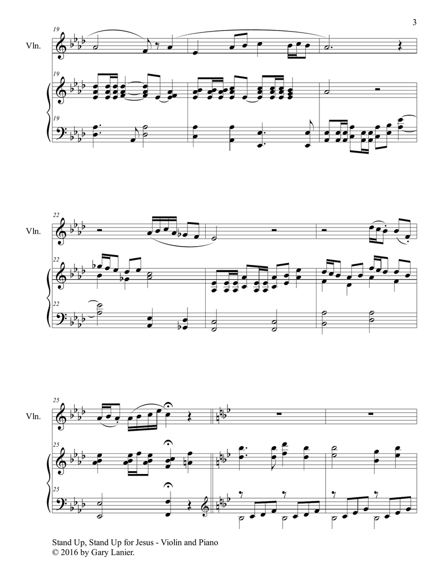 STAND UP STAND UP FOR JESUS Duet Violin Piano with Score