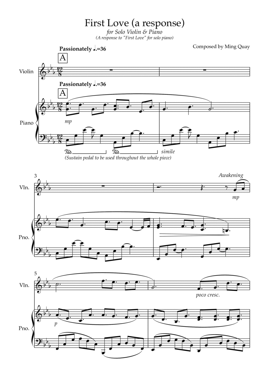 First Love (a response) First Love (a response) Violin Solo scores gallery preview page 1