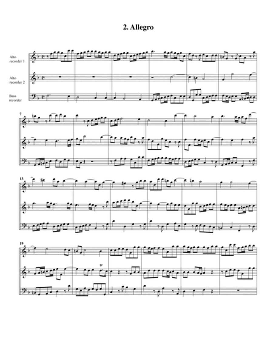 Trio sonata HWV 397, Op.5, no.2 (Arrangement for 3 recorders (AAB))