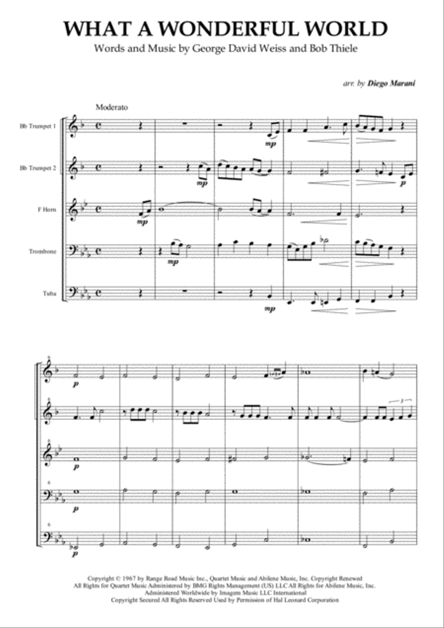 What A Wonderful World Brass Ensemble scores gallery preview page 2