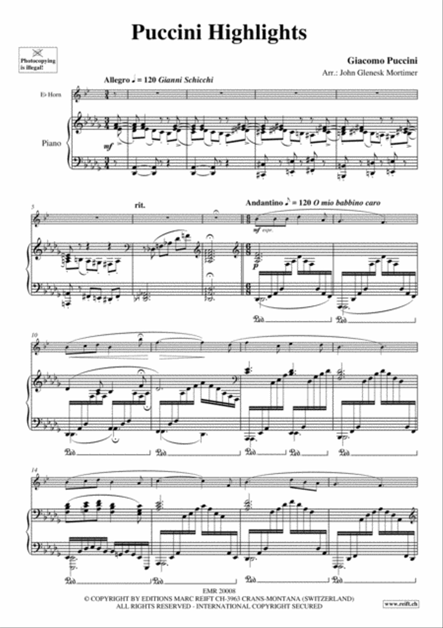 Puccini Highlights Horn scores gallery preview page 3