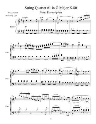 Mozart String Quartets for Solo Piano Vol. 1