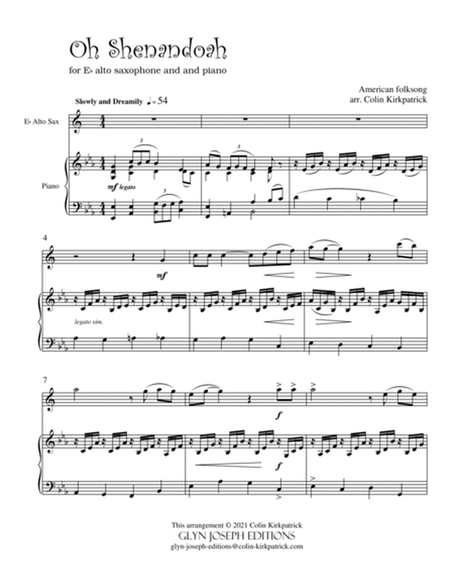 Oh Shenandoah (for alto saxophone and piano) image number null
