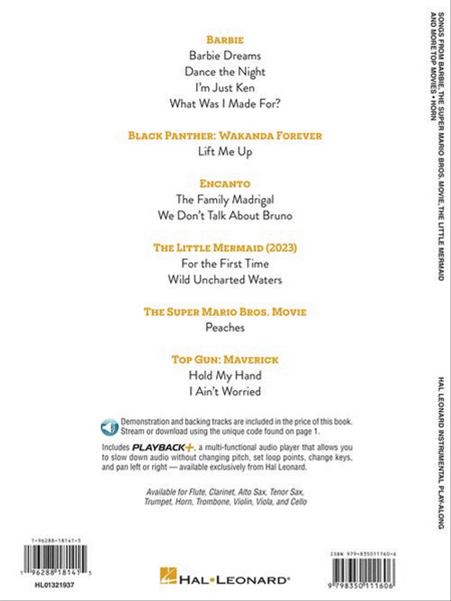 Songs from Barbie, The Little Mermaid, The Super Mario Bros. Movie, and More Top Movies Horn scores gallery preview page 6