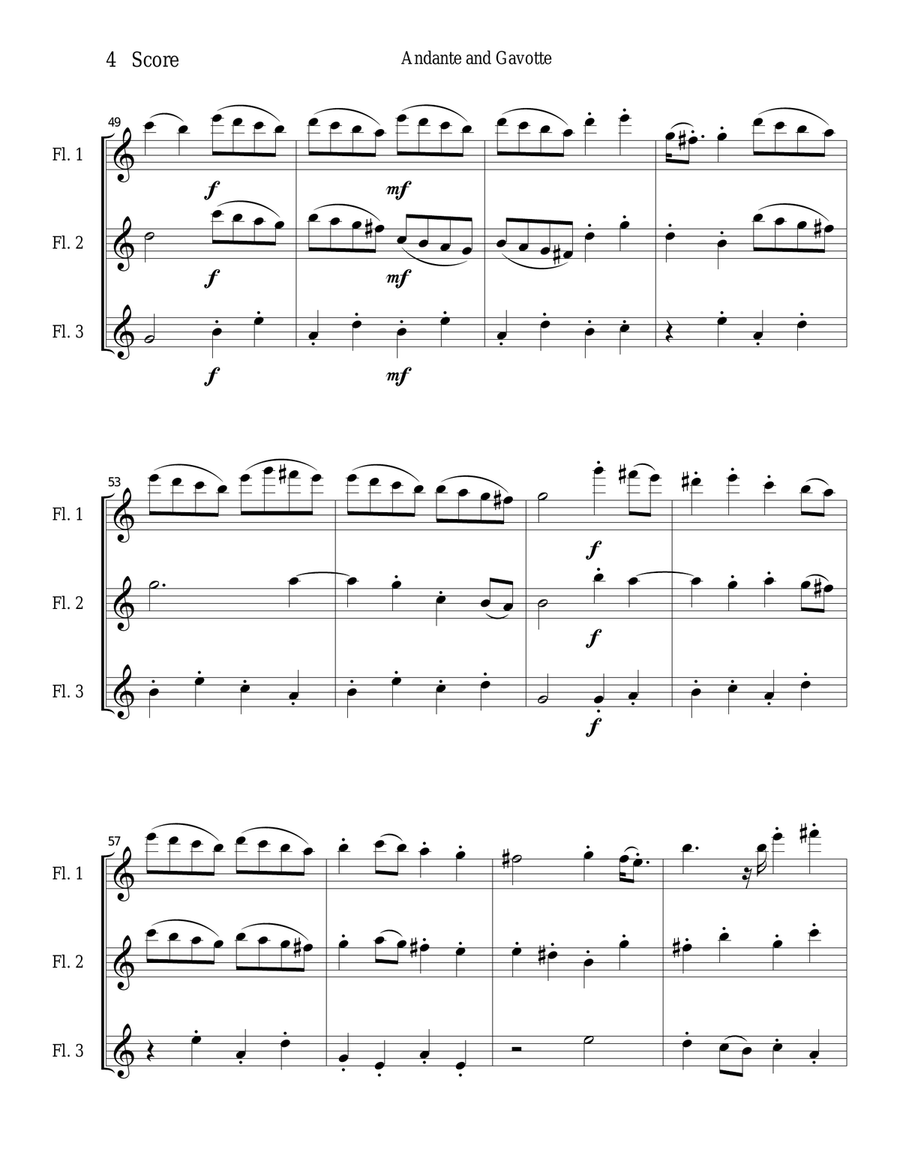 Andante and Gavotte by William Boyce for Flute Trio Flute Trio scores gallery preview page 4