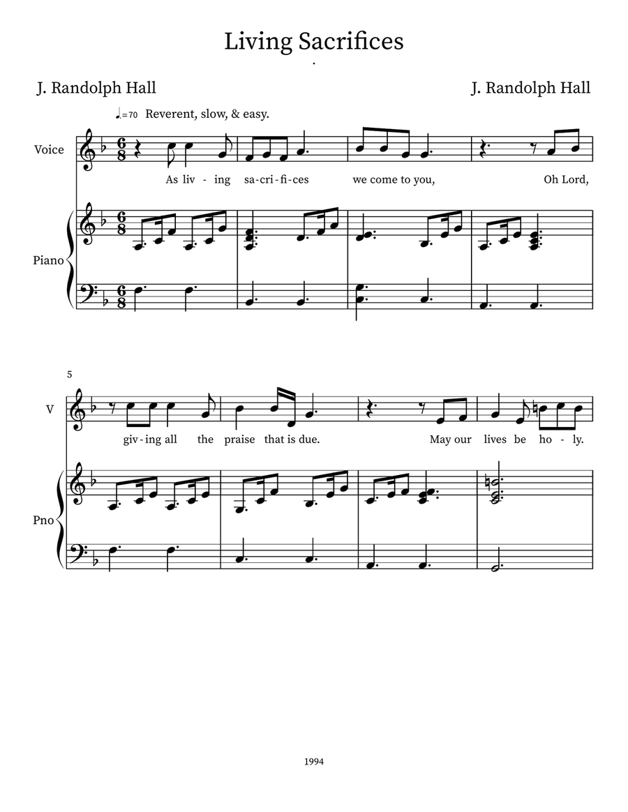 Living Sacrifices Voice scores gallery preview page 1