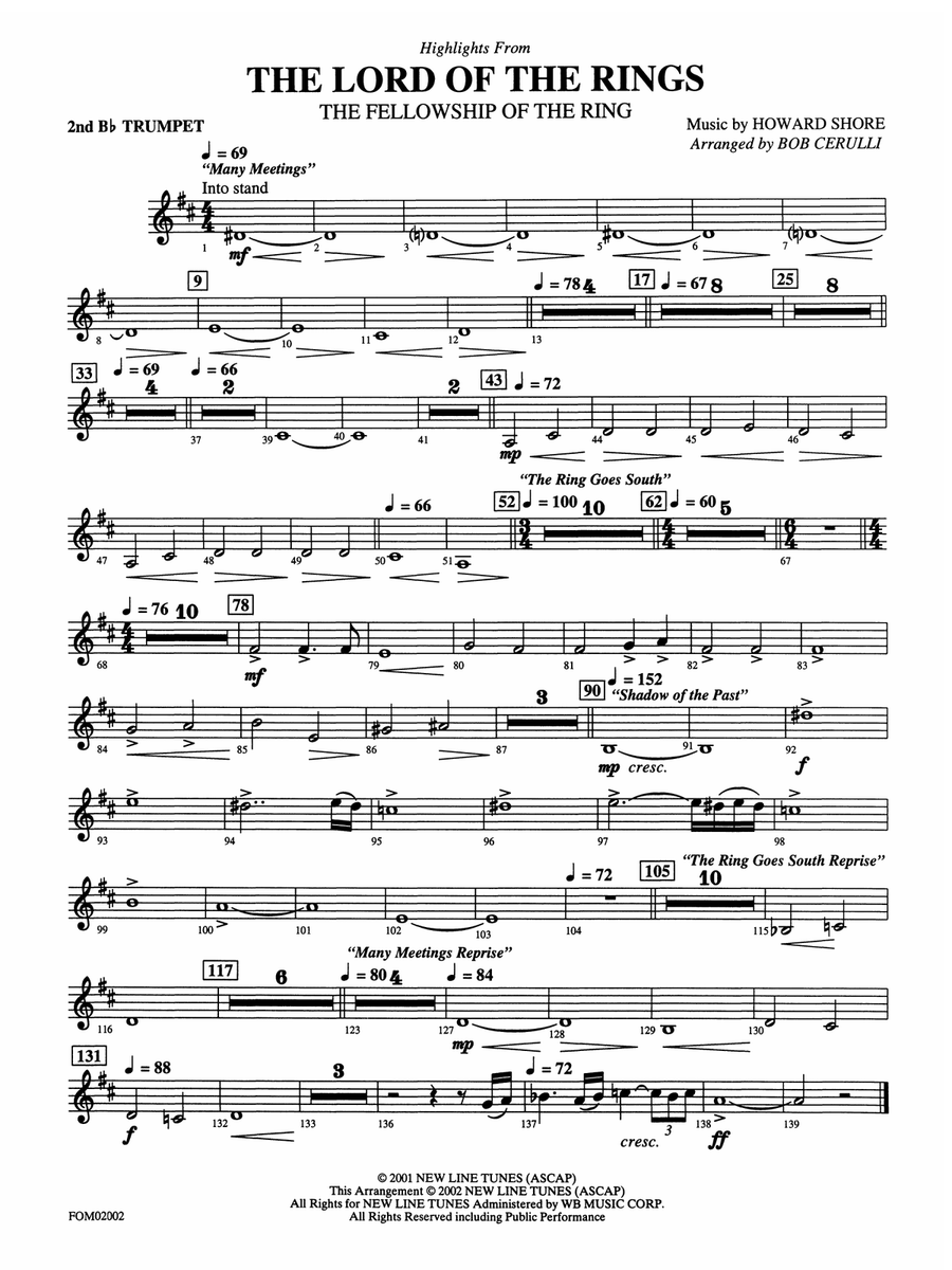 The Lord of the Rings: The Fellowship of the Ring: 2nd B-flat Trumpet