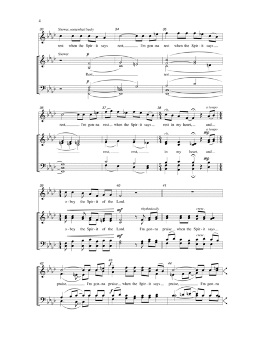 I'm Gonna Sing When the Spirit Says Sing 4-Part scores gallery preview page 3