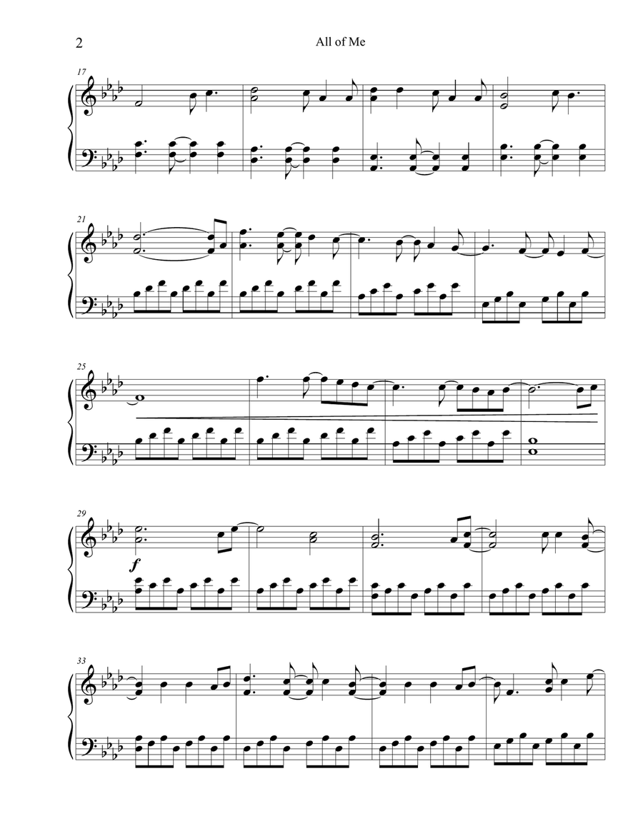 All Of Me Piano Solo scores gallery preview page 2