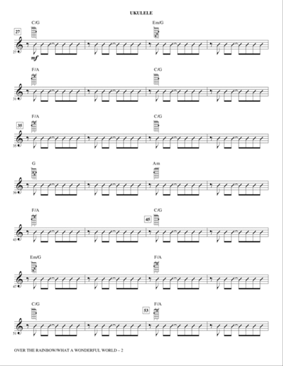 Over the Rainbow/What a Wonderful World (arr. Roger Emerson) - Ukulele Choir scores gallery preview page 2