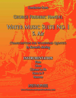 Book cover for Handel - Water Music Suite No. 1 - 5. Air (for Woodwind Quintet)