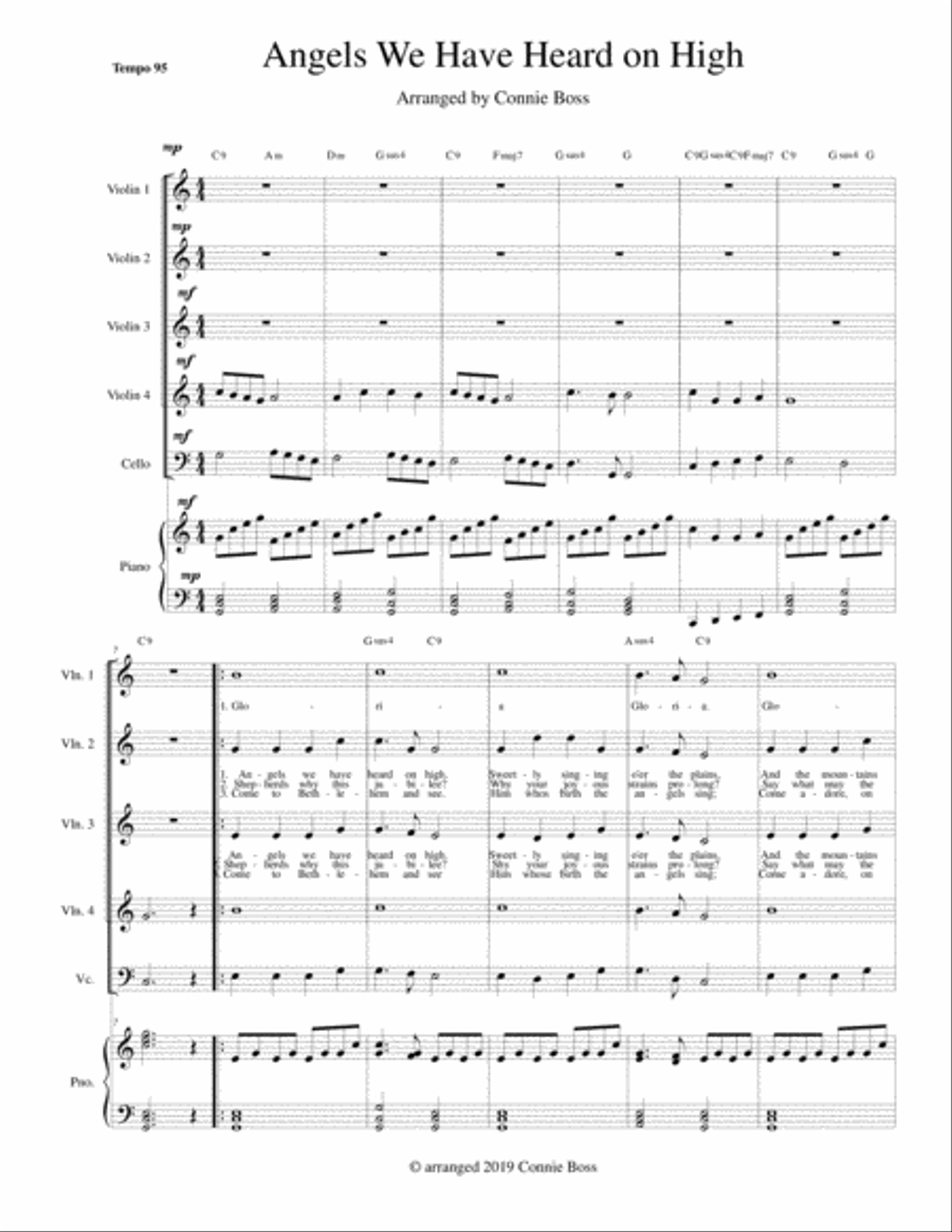 Angels We Have heard on High Strings Piano Trio scores gallery preview page 1