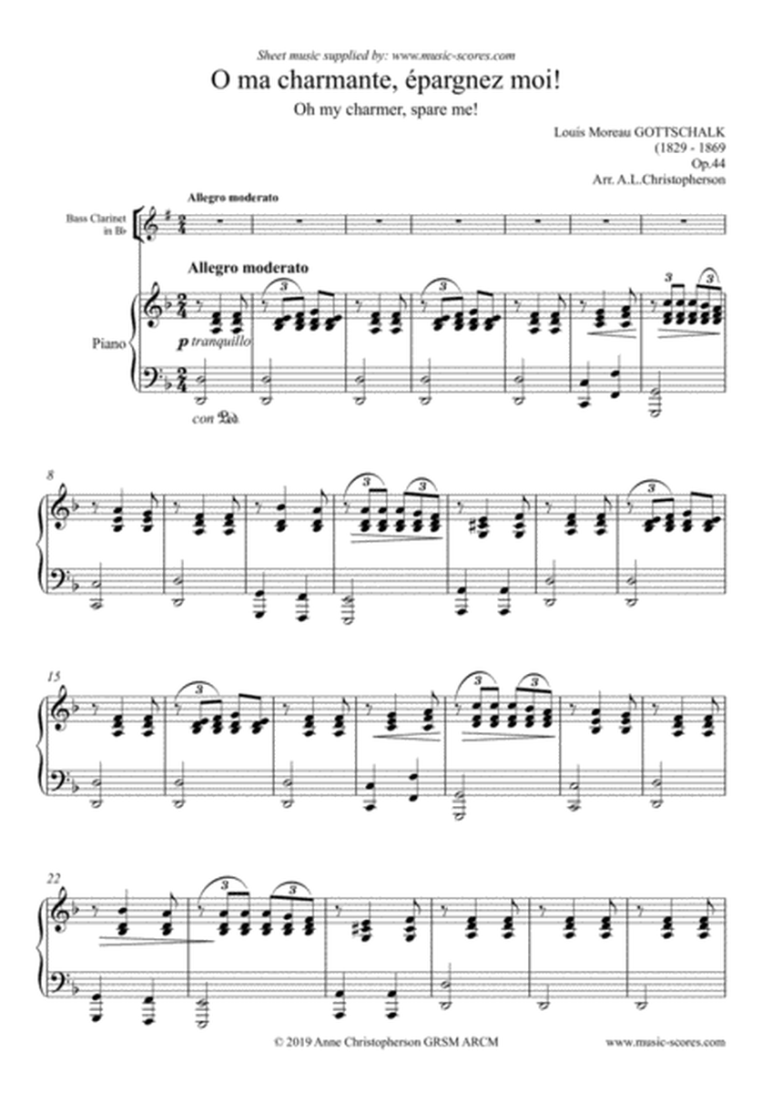 O ma charmante, épargnez moi - Bass Clarinet and Piano image number null