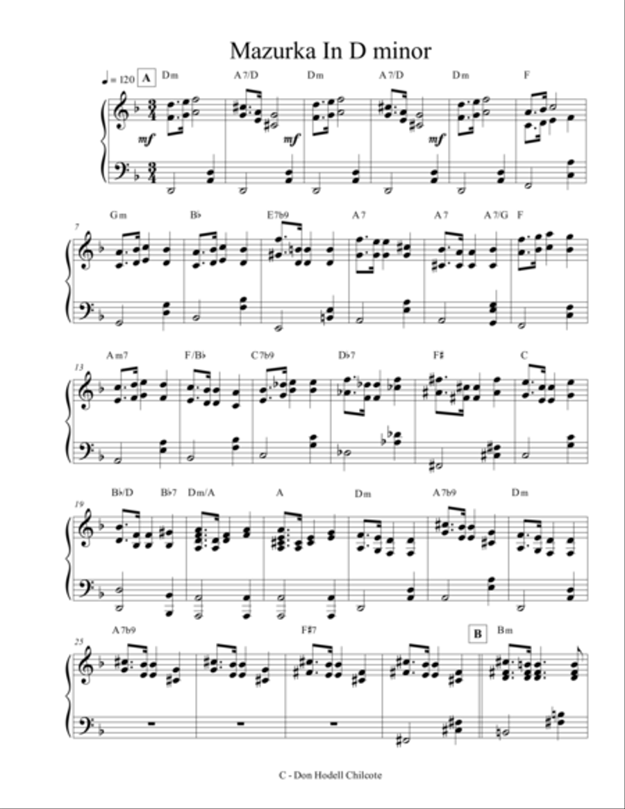Mazurka In D Minor Piano Solo scores gallery preview page 2