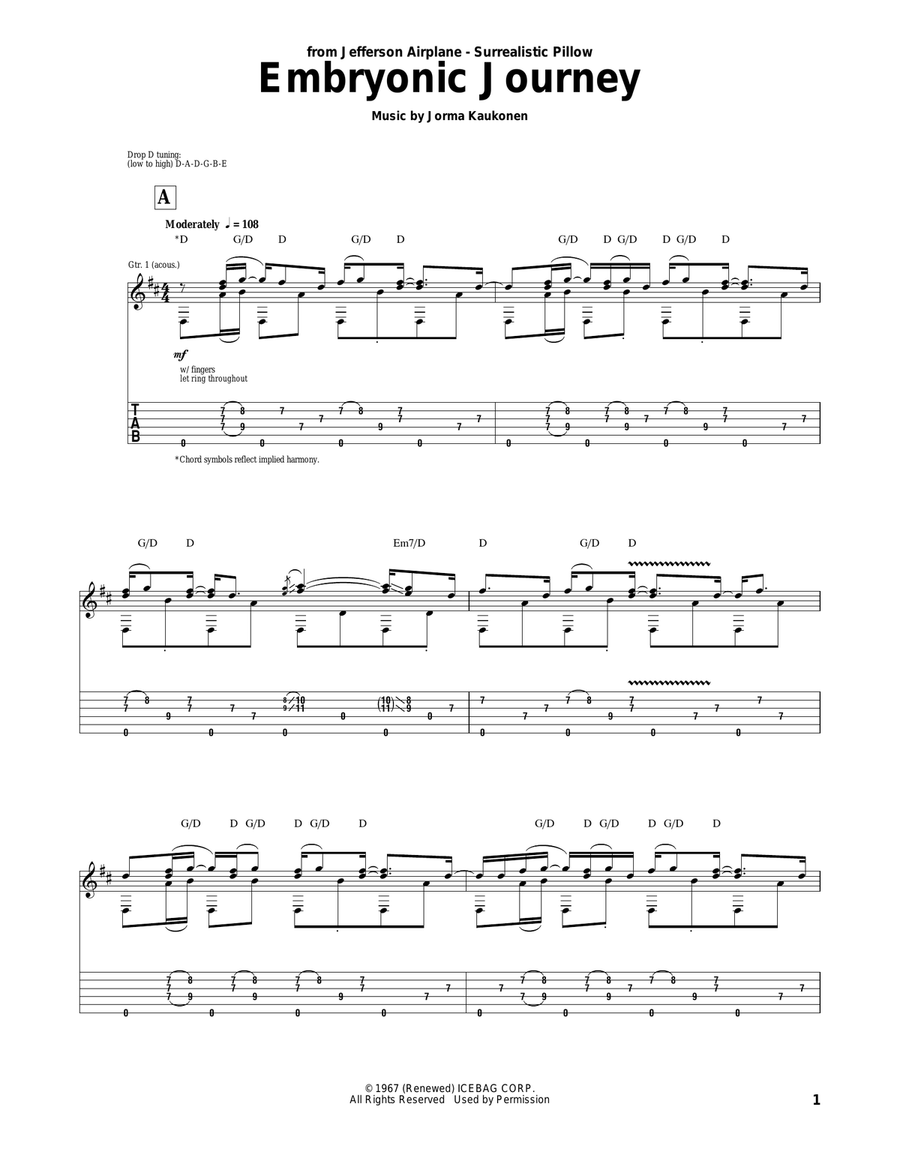 Embryonic Journey Acoustic Guitar scores gallery preview page 1
