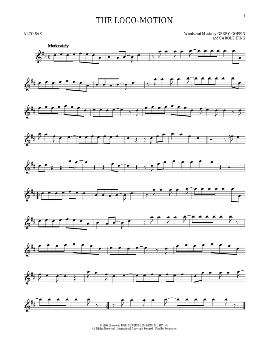 The Loco-Motion The Loco-Motion Alto Saxophone scores gallery preview page 1