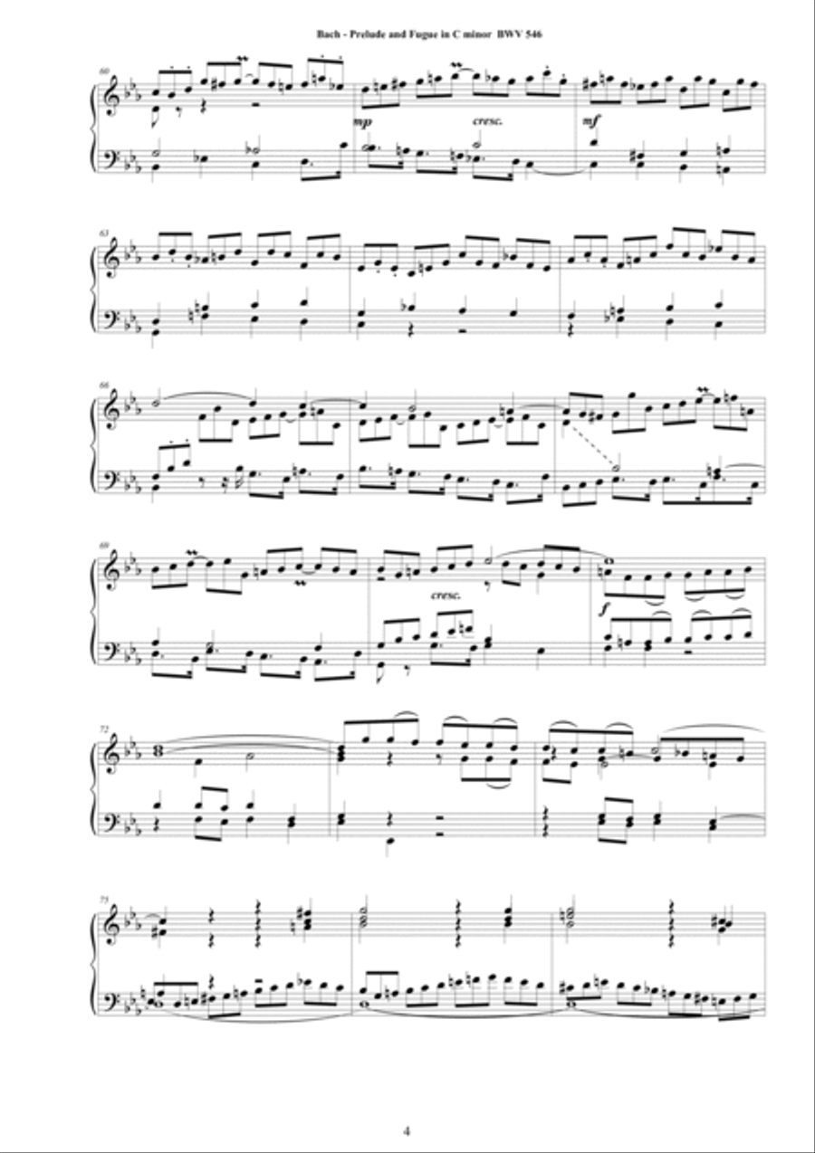 Bach - Prelude and Fugue in C minor BWV 546 for Piano Piano Solo scores gallery preview page 4