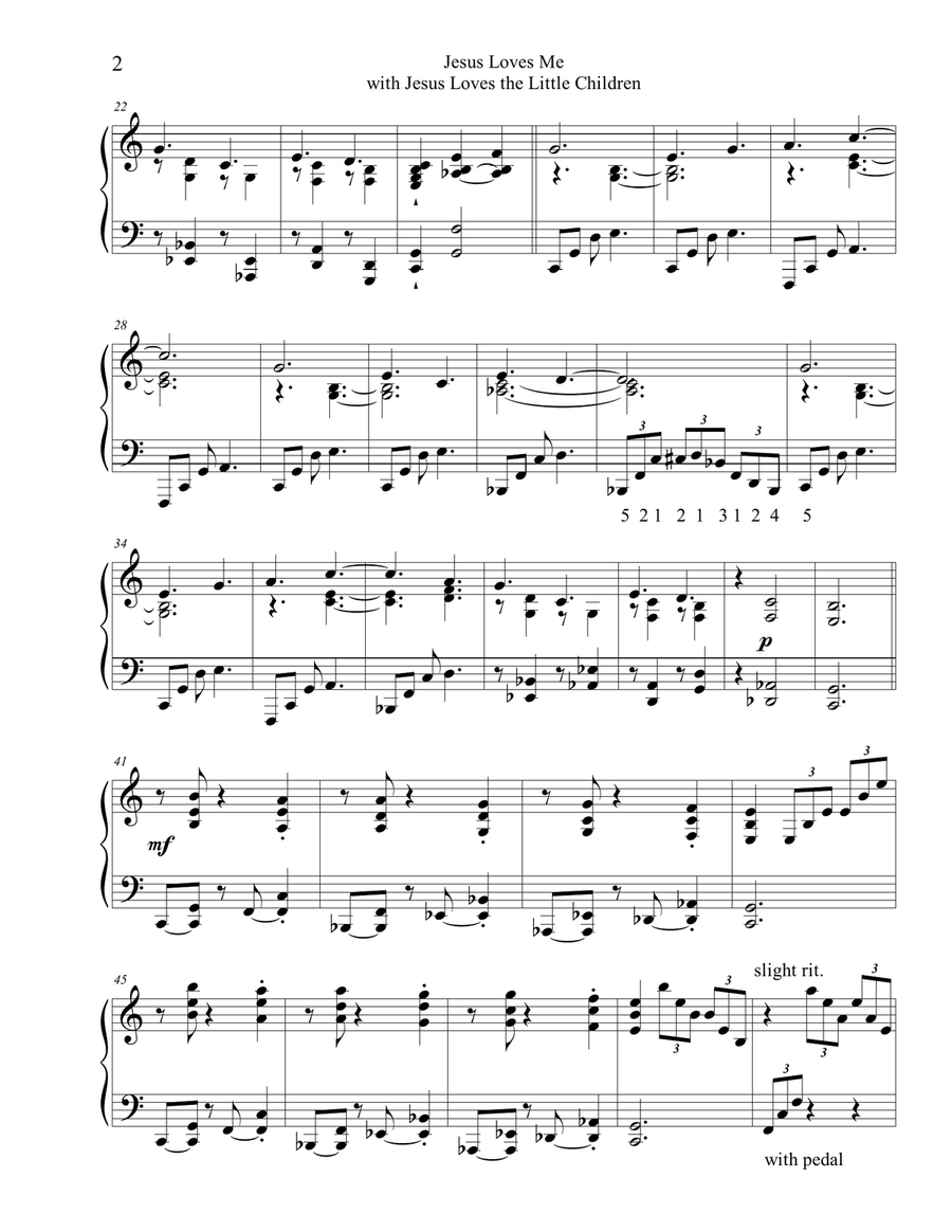 Jesus Loves Me (with Jesus Loves the Little Children) Piano Solo scores gallery preview page 2