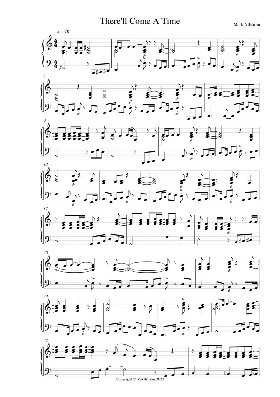 There'll Come a Time Piano Solo scores gallery preview page 1