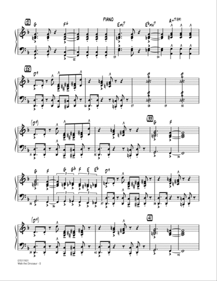 Walk The Dinosaur - Piano