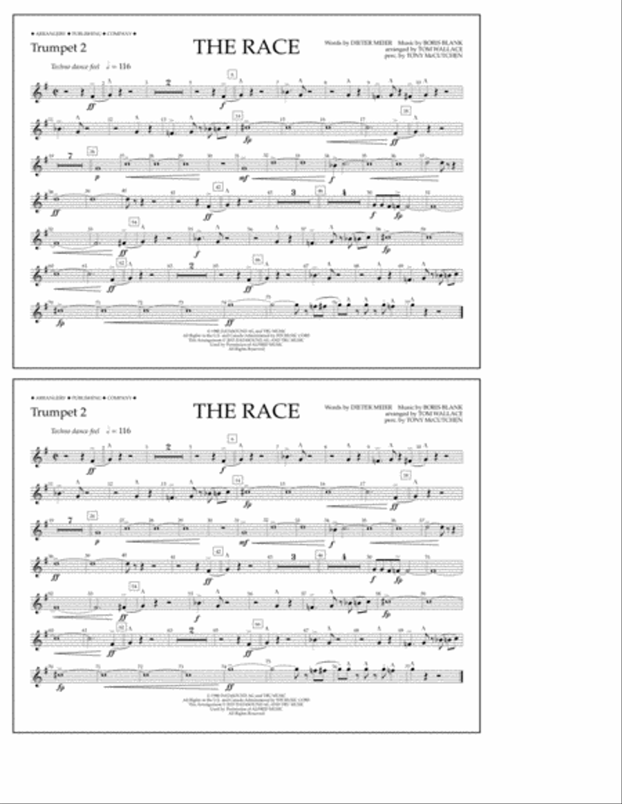 The Race - Trumpet 2 The Race - Trumpet 2 Marching Band scores gallery preview page 1