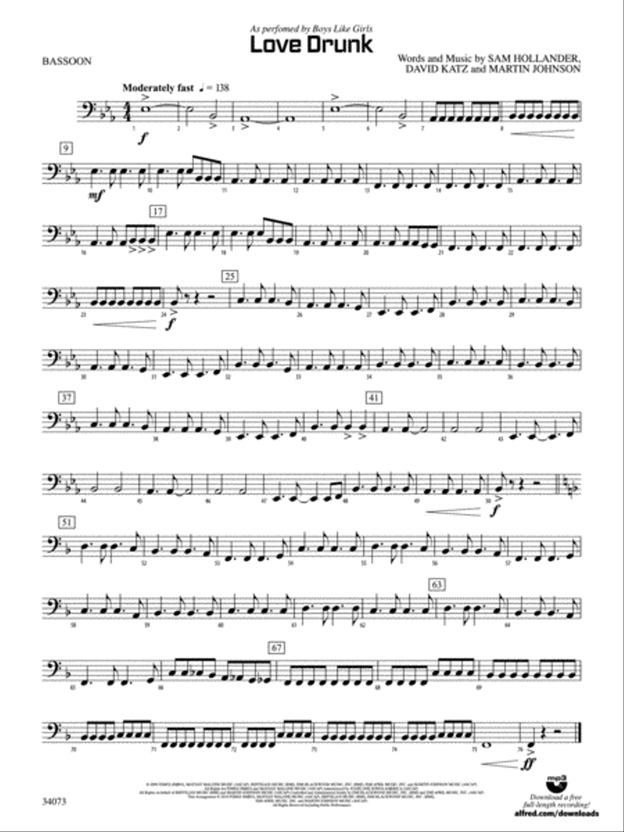 Love Drunk: Bassoon Love Drunk: Bassoon Concert Band scores gallery preview page 1
