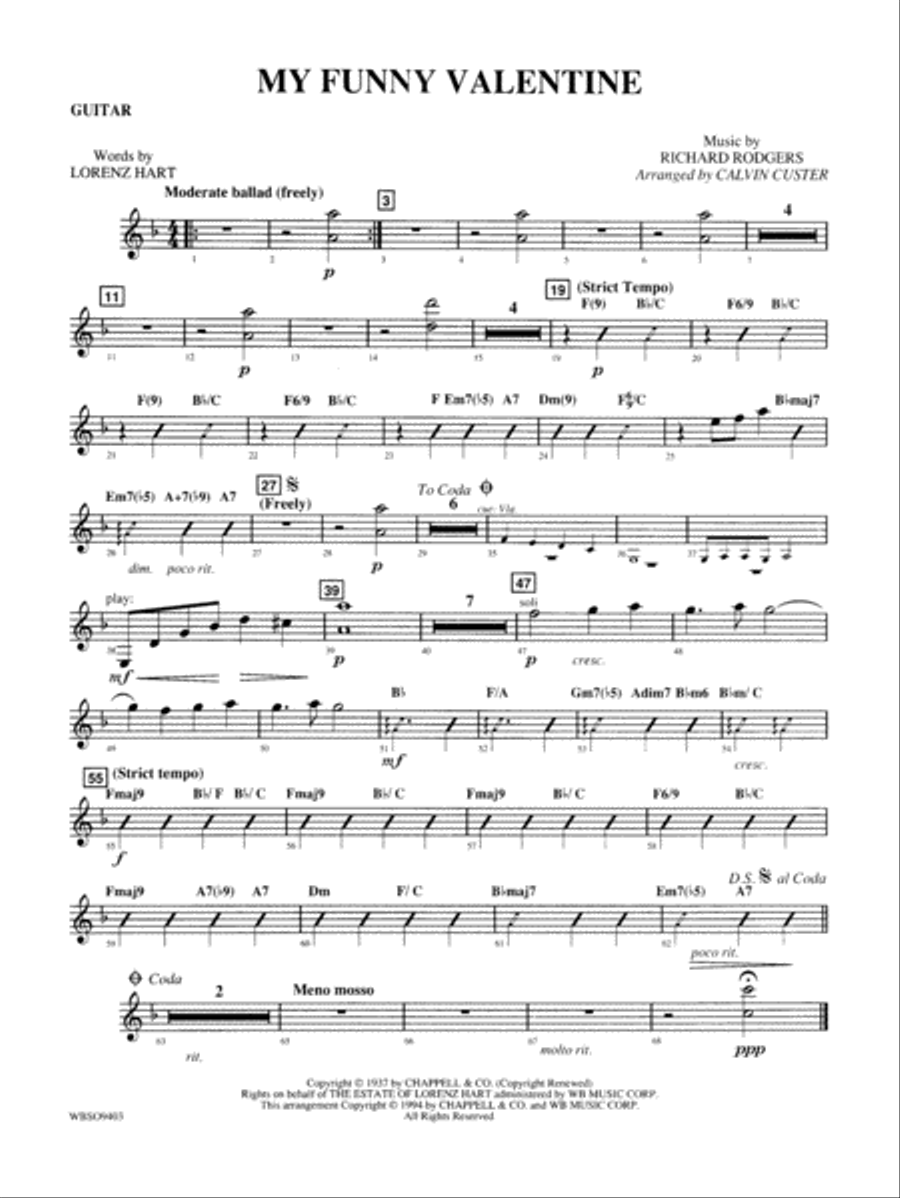 My Funny Valentine: Guitar String Orchestra scores gallery preview page 1